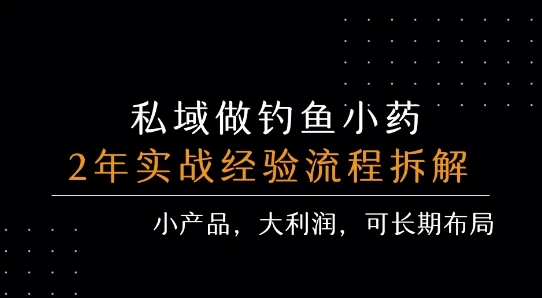私域做钓鱼小药 每单利润3张+ 详细流程拆解-副业吧