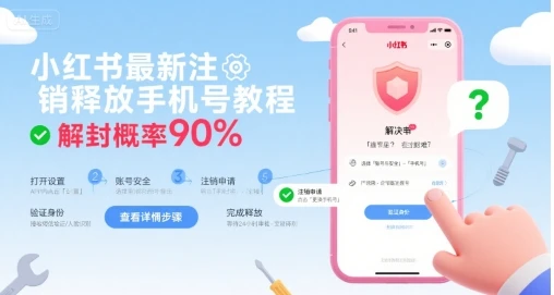 小红书最新注销释放手机号教程，解封概率90%-副业吧