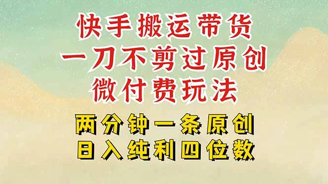 快手黑科技搬运带货，一刀不剪过原创，微付费投流玩法，轻松日入四位数…-副业吧