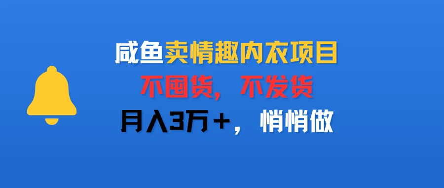 咸鱼卖情趣内衣项目，不囤货，不发货，月入3万＋，悄悄做-副业吧