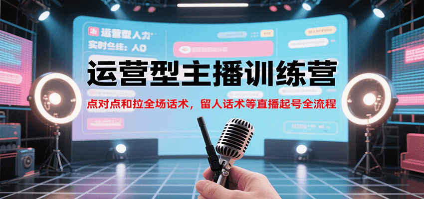运营型主播训练营,点对点和拉全场话术,留人话术等直播起号全流程(更新7月)-副业吧