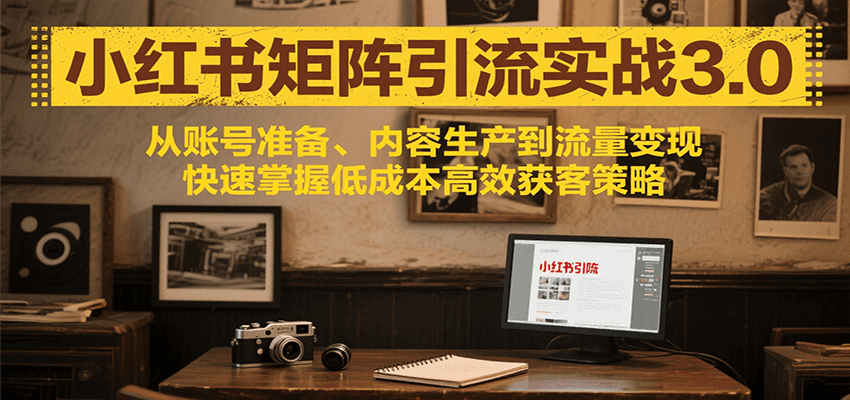 小红书矩阵引流3.0，从账号准备、内容生产到流量变现，快速掌握低成本高效获客策略-副业吧