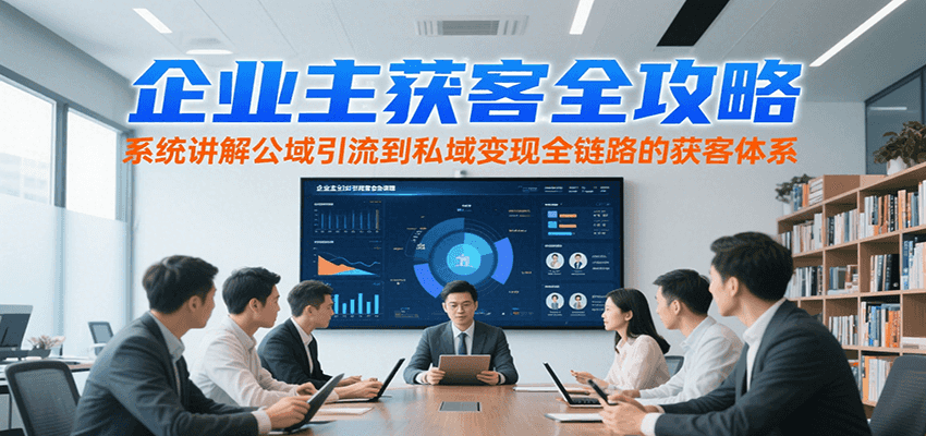 企业主获客全攻略，系统讲解公域引流到私域变现全链路的获客体系-副业吧
