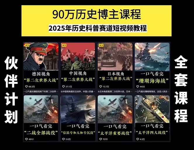 图片[1]-短视频历史赛道实战教程，手机电脑双端剪辑教程和账号运营指南与变现技巧-副业吧