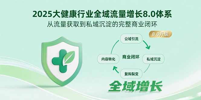 2025大健康行业全域流量增长8.0体系，从流量获取到私域沉淀的完整商业闭环-副业吧