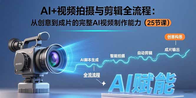 AI+视频拍摄与剪辑全流程：从创意到成片的完整AI视频制作能力(25节课-副业吧