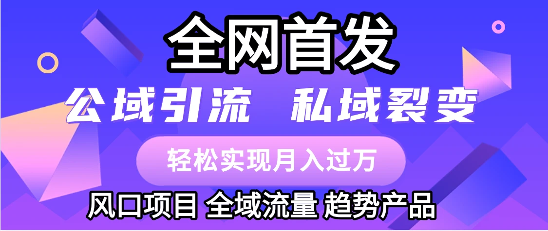 全网首发：公域引流，私域引流，风口项目，全域流量，趋势产品，轻松变现-副业吧