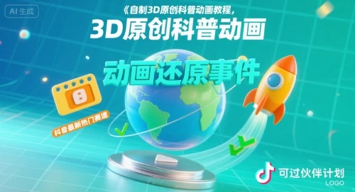 【精】自制3D原创科普动画教程，动画还原事件，抖音最新热门赛道，可过伙伴计划-副业吧