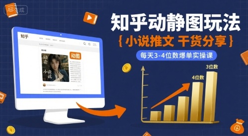 小说推文干货分享之知乎动静图玩法，每天3-4位数爆单实操课-副业吧
