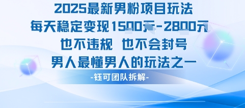2025最新男粉项目玩法每天变现1k+也不违规也不会封号男人最懂男人的玩法-副业吧