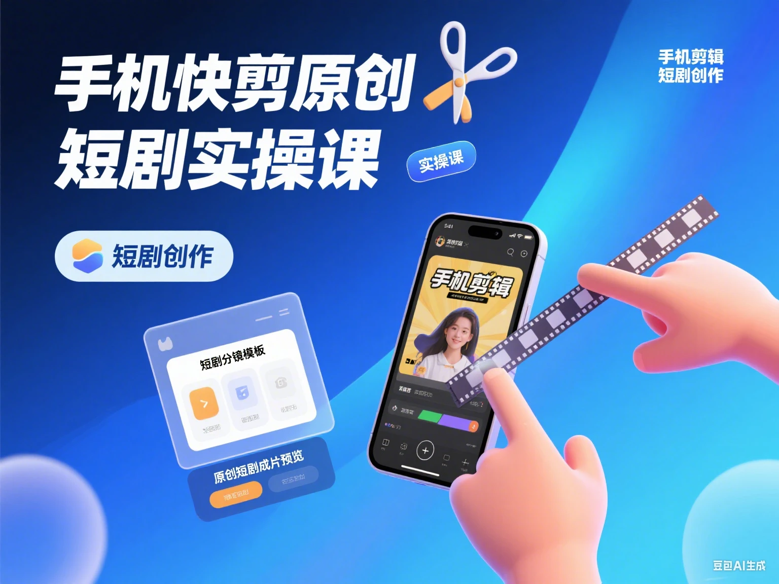 手机快剪原创短剧实操课-副业吧