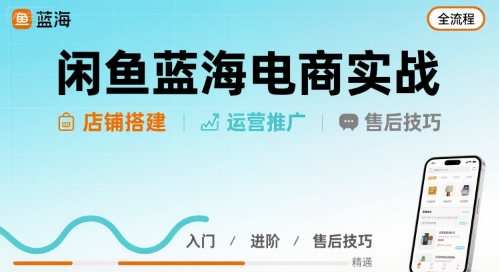 闲鱼蓝海电商实战，店铺搭建运营售后全流程-副业吧