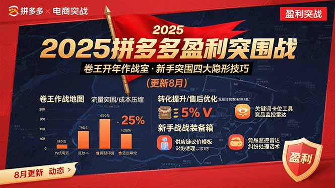 2025拼多多盈利突围战：卷王开年作战室，新手突围四大隐形技巧(更新8月-副业吧