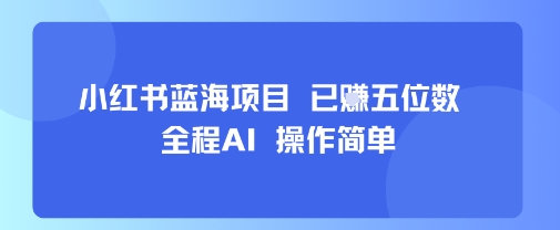 小红书蓝海项目，全程AI，操作简单，已挣五位数-副业吧