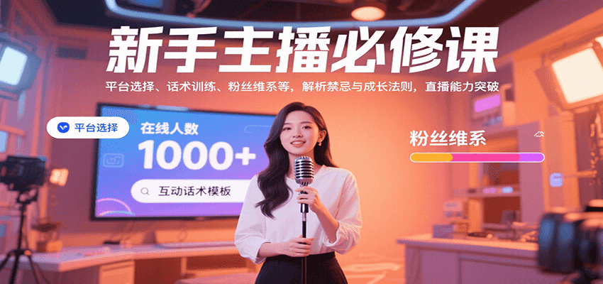 新手主播必修课：平台选择、话术训练、粉丝维系等，解析禁忌与成长法则，突破直播能力-副业吧