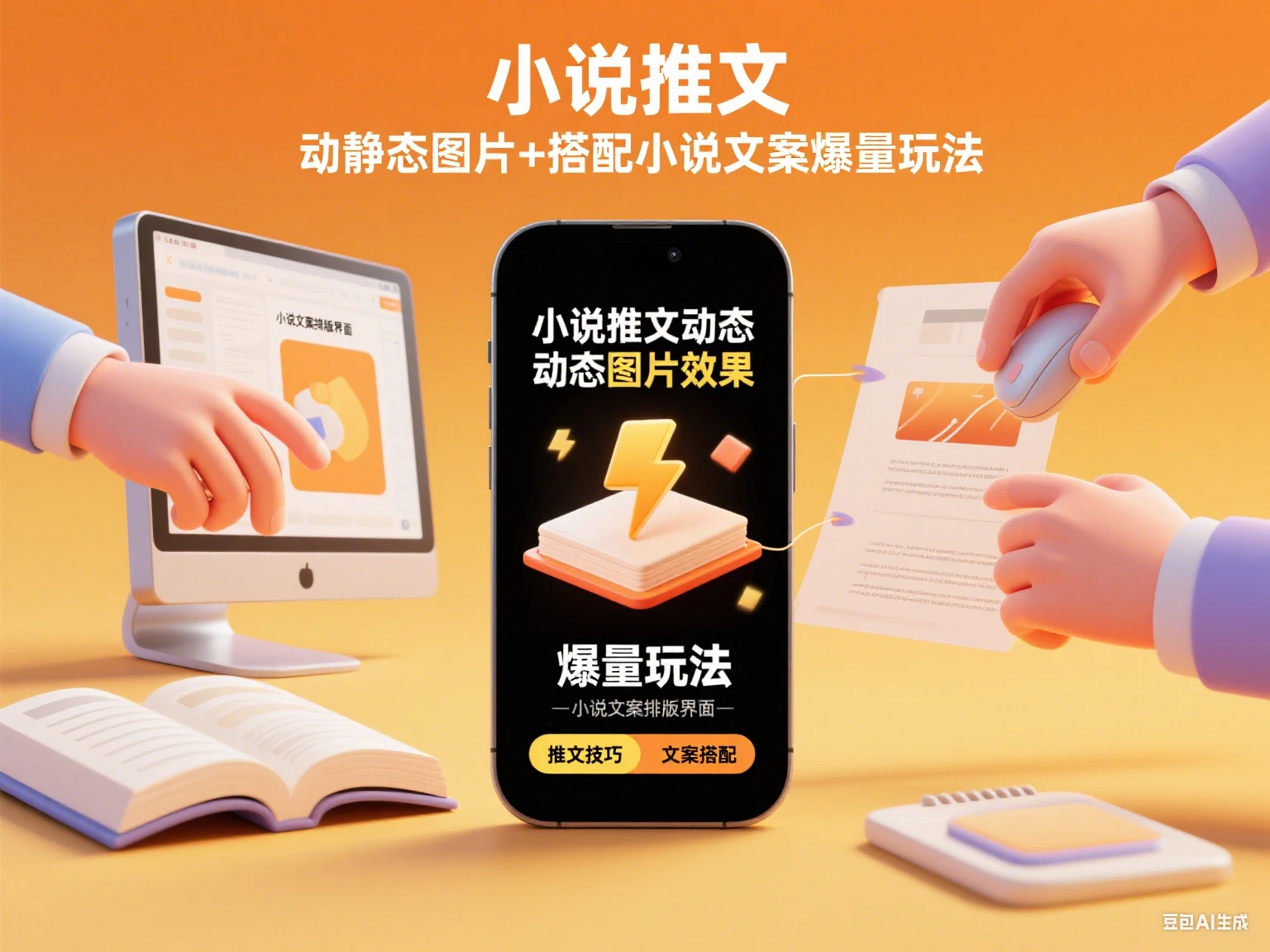 小说推文 动静态图片+搭配小说文案爆量玩法-副业吧