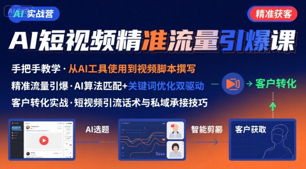 AI+短视频引爆精准客户实战营，手把手教你引爆Ai短视频精准流量-副业吧
