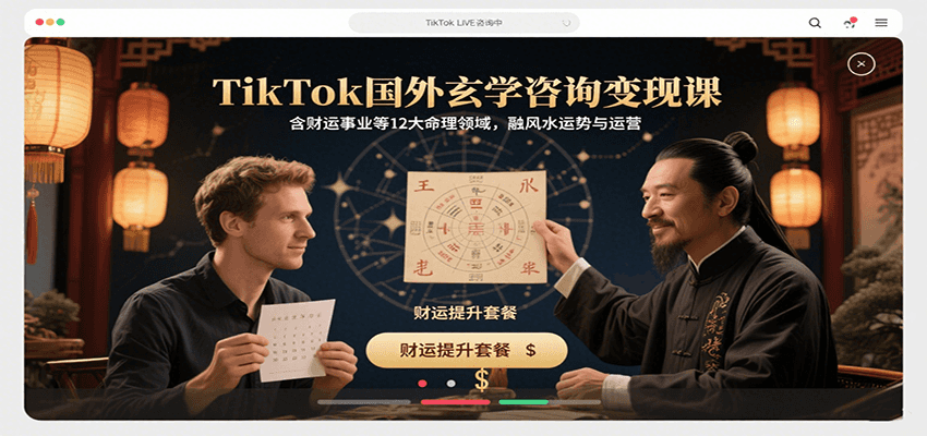 TikTok国外玄学咨询变现课，含财运事业等12大命理领域，融风水运势与运营-副业吧