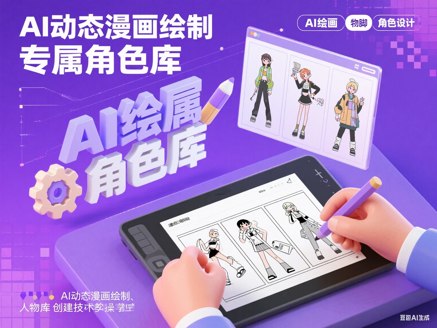 AI动态漫画绘制专属人物脚色库实操课-副业吧