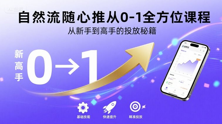 自然流随心推从0-1全方位课程，从新手到高手的投放秘籍-副业吧