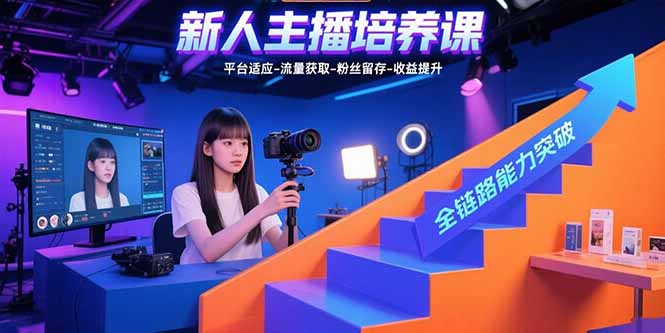 新人主播培养课:平台适应-流量获取-粉丝留存-收益提升 全链路能力突破-副业吧