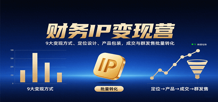 财务IP变现营：9大变现方式、定位设计、产品包装，成交与群发售批量转化-副业吧