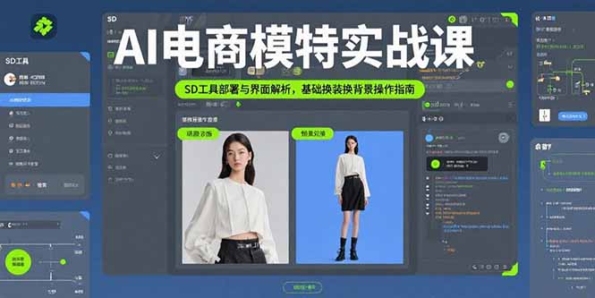 AI电商模特实战课,SD工具部署与界面解析,基础换装换背景操作指南-副业吧