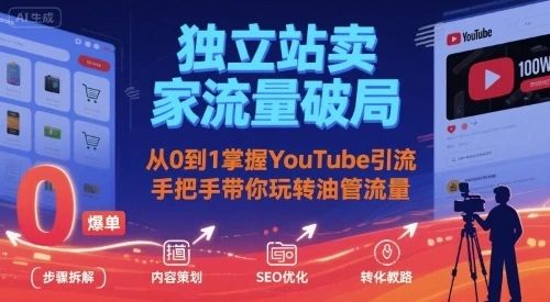 【精】独立站卖家流量破局：从0到1掌握YouTube引流，手把手带你玩转油管流量-副业吧