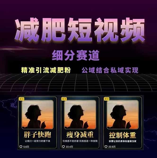 图片[1]-减肥短视频赛道运营课：素材准备-视频制作-引流变现全流程 (附素材-副业吧