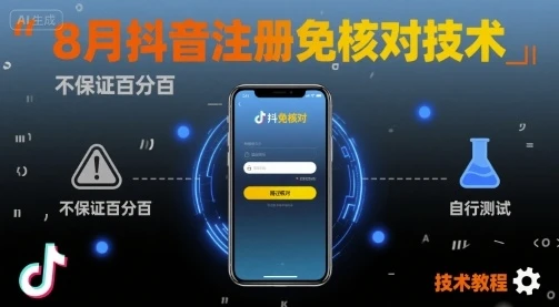 8月抖音注册免核对技术，不保证百分百，自测-副业吧