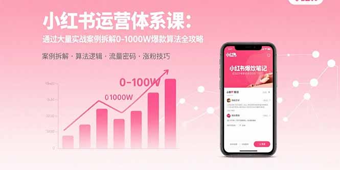 小红书运营体系课：通过大量实战案例拆解0-1000W爆款算法全攻略-副业吧