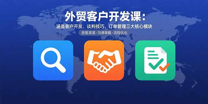 外贸客户开发课：涵盖客户开发、谈判技巧、订单管理三大核心模块-副业吧