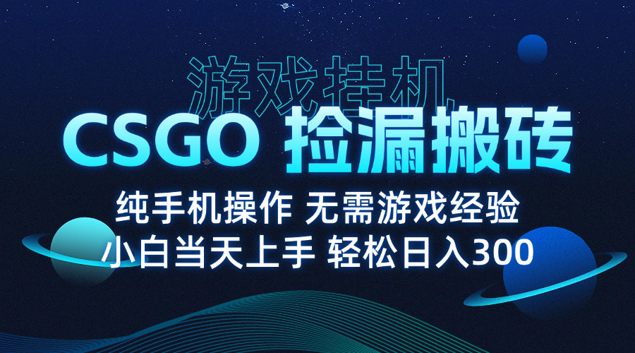 8月最新游戏搬砖，CSGO纯挂机，不需要玩游戏，实现真挂机，月入1W+-副业吧