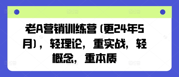 老A营销训练营(更25年8月),轻理论,重实战,轻概念,重本质-副业吧