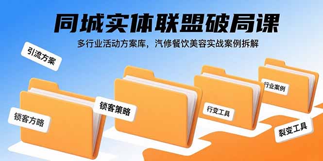 同城实体联盟破局课,多行业活动方案库,汽修餐饮美容实战案例拆解-副业吧