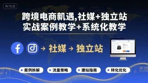 【精】跨境电商新机遇，社媒+独立站，实战案例教学+系统化教学-副业吧