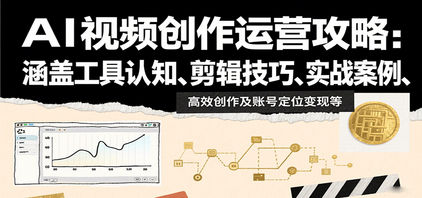 AI视频创作运营攻略:涵盖工具认知、剪辑技巧、实战案例、高效创作及账号定位变现等-副业吧