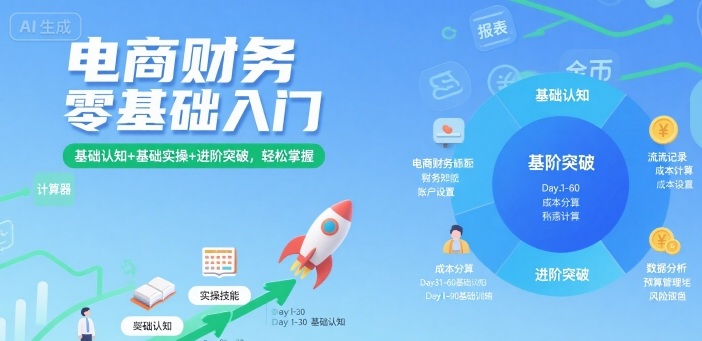 电商财务零基础入门，基础认知+基础实操+进阶突破，轻松掌握-副业吧