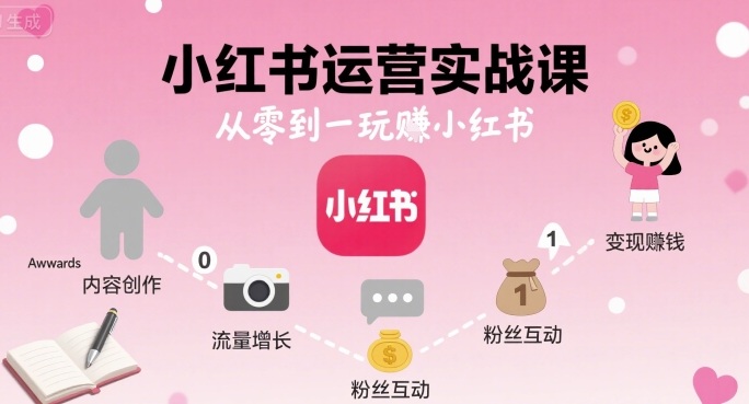 小红书运营实战课，从零到一玩賺小红书-副业吧