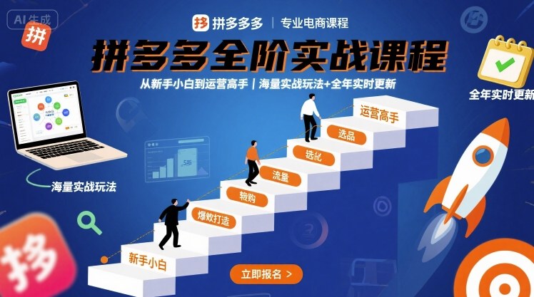 拼多多全阶实战课程，从新手小白到运营高手，海量实战玩法+全年实时更新【2025年9月更新】-副业吧