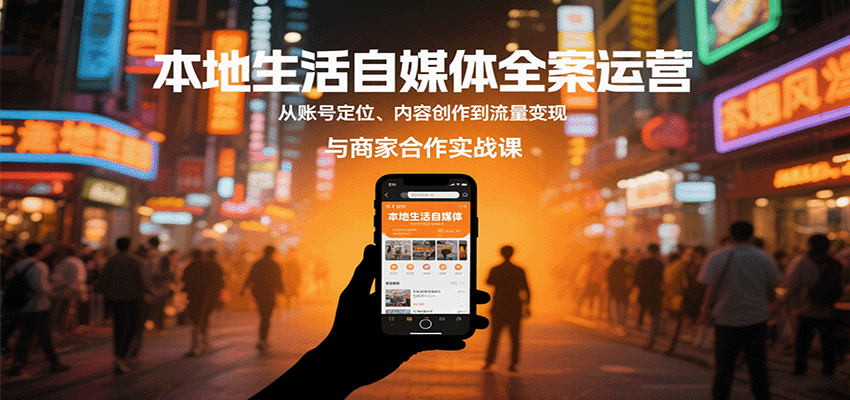 本地生活自媒体全案运营,从账号定位、内容创作到流量变现与商家合作实战课-副业吧