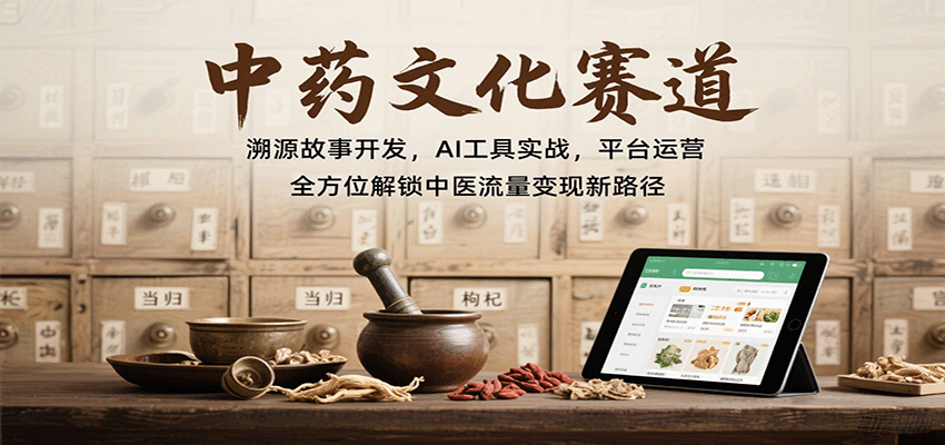 中药文化赛道:溯源故事开发,AI工具实战,平台运营,全方位解锁中医流量变现新路径-副业吧