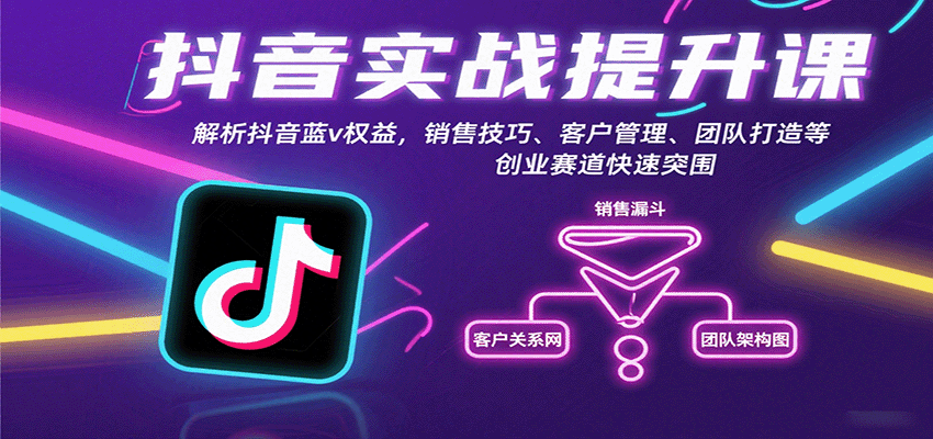 抖音实战提升课:解析抖音蓝v权益,销售技巧、客户管理、团队打造等创业赛道快速突围-副业吧