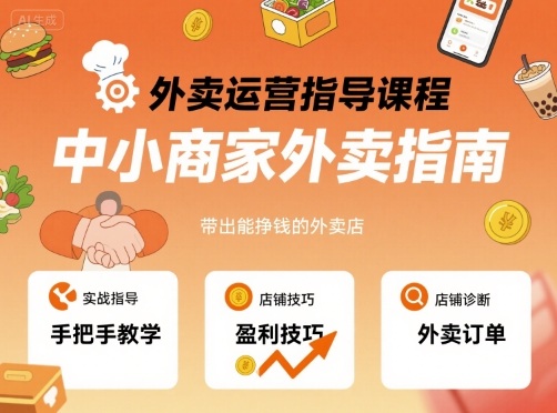 外卖运营指导课程，中小商家外卖指南，手把手带出能挣钱的外卖店-副业吧