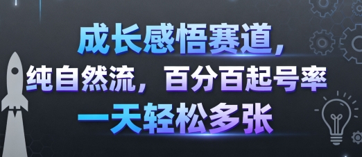 成长感悟赛道，纯自然流，百分百起号率 一天轻松多张-副业吧