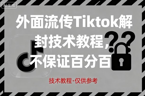 外面流传Tiktok解封技术教程,不保证百分百,具体自测-副业吧