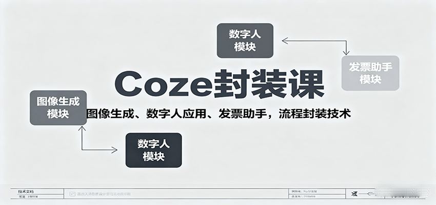 Coze封装课,图像生成、数字人应用、发票助手,流程封装技术-副业吧