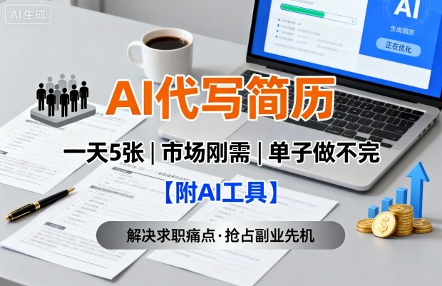 AI代写简历,一天5张,今年找工作难,市场刚需,单子做不完【附AI工具】-副业吧