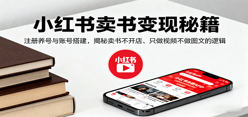 小红书卖书变现秘籍,注册养号与账号搭建,揭秘卖书不开店、只做视频不做图文的逻辑-副业吧