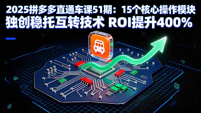 2025拼多多直通车课51期：15个核心操作模块 独创稳托互转技术 ROI提升400%-副业吧